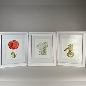 Animal wall art (set of three) for baby or kids’ room